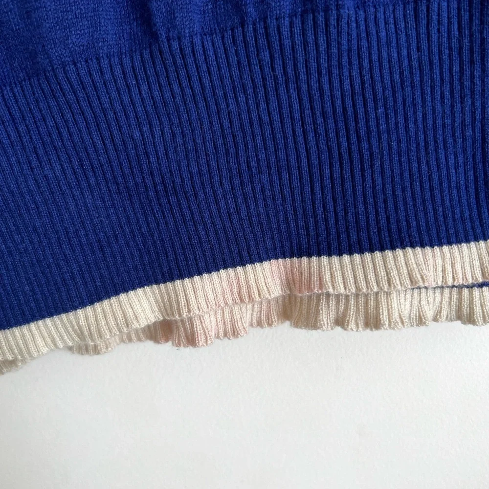 Diesel Dark Blue Long Sleeve V-Neck Top - Picture 4 of 6